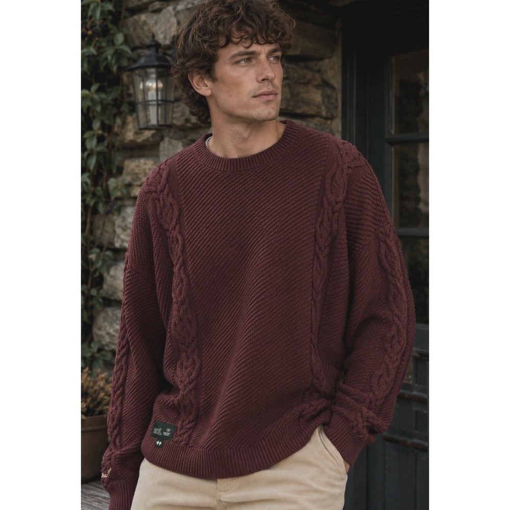 Equalizer Mens Chunky Cable Knit Sweater Size 2XL Fisherman Preppy Heritage